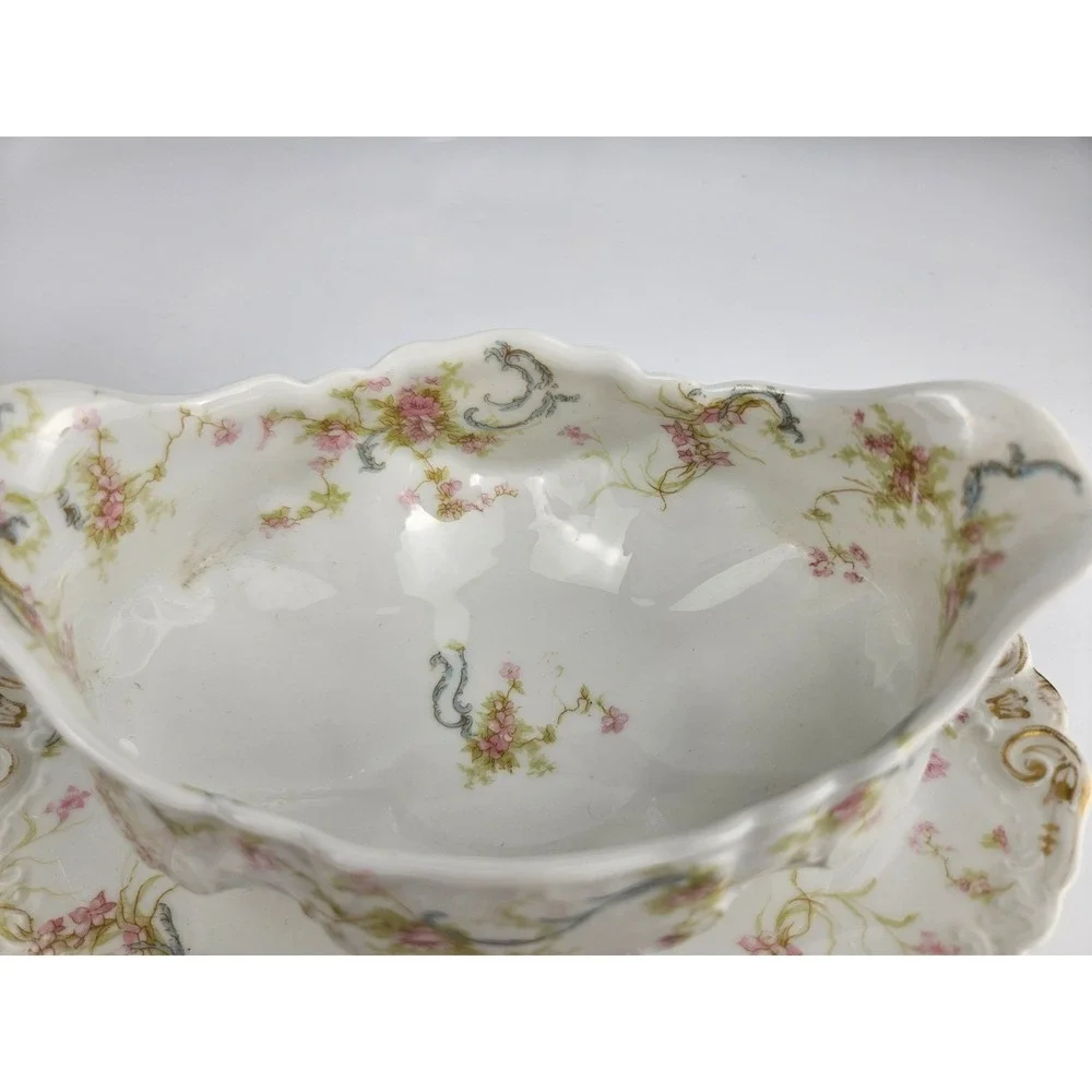 Haviland Limoges‎ Berry Bowl w Attached Underplate & Cabinet Plate